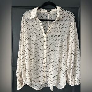 Express Black and White Polka Dot Button Down Shirt
